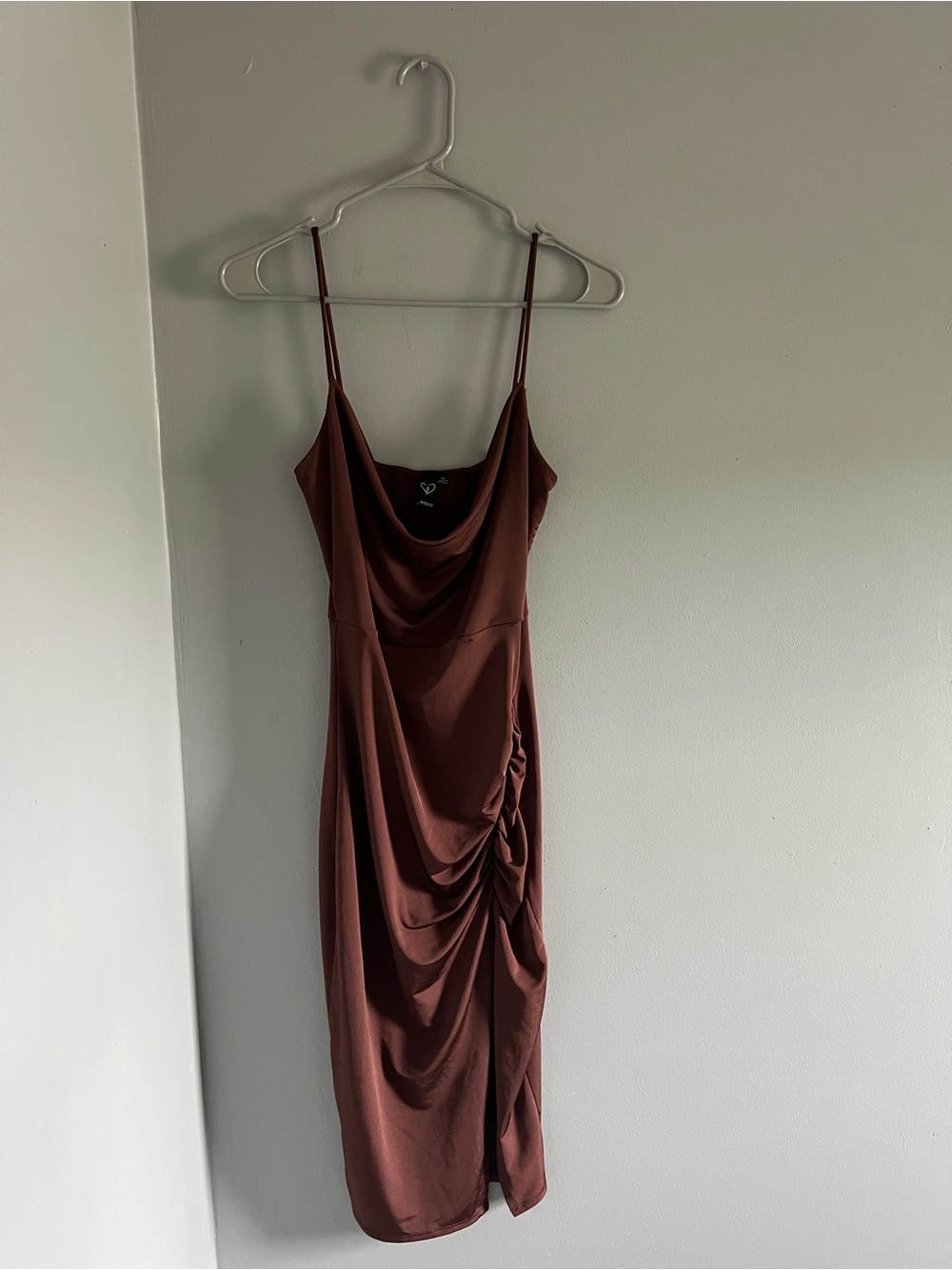 Windsor Chocolate Brown Cowl Neck Midi Dress